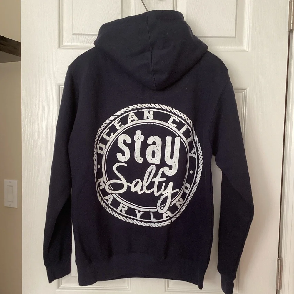 Ocean City Stay Salty hoodie sweatshirt NWOT navy unisex